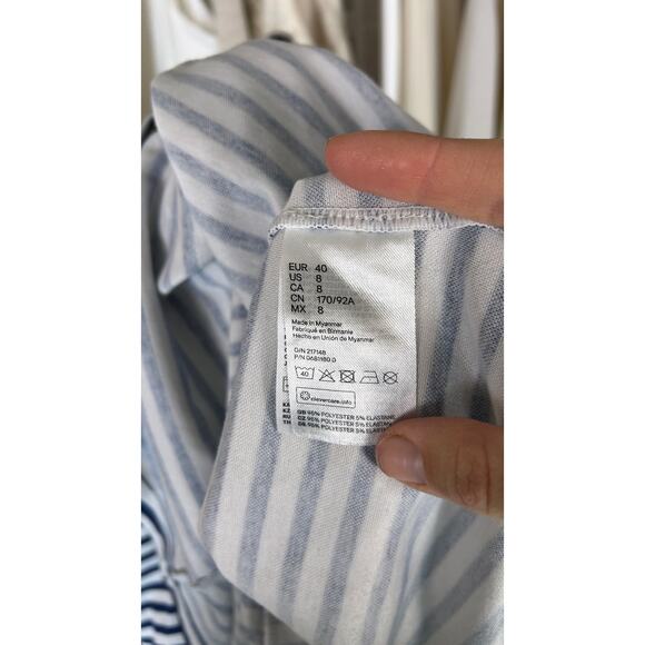 Divided by H&M Women's Size 8 Navy & White Striped Skater Tank Dress #0367 - Picture 7 of 11